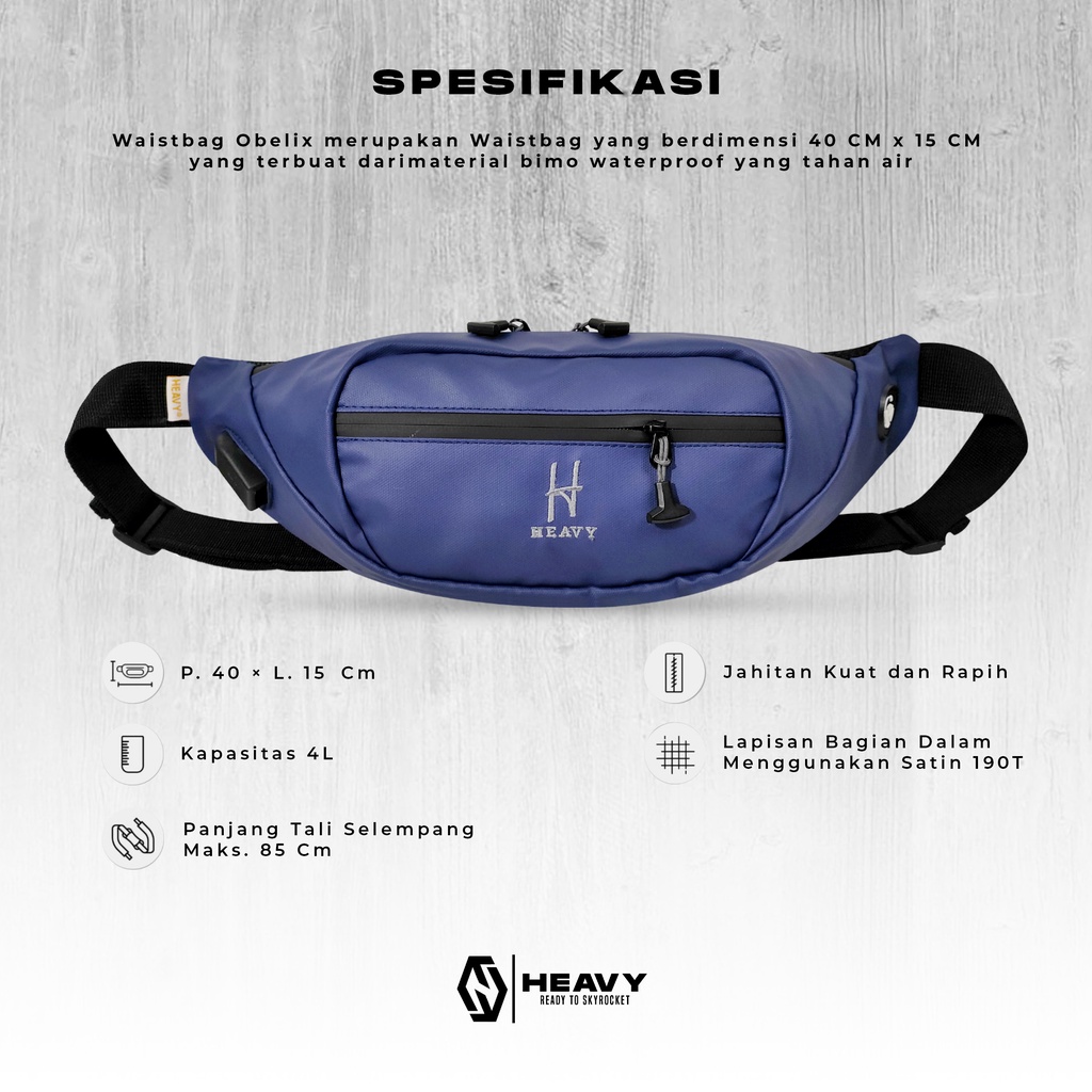 Tas Selempang Pria Heavy Waterproof - Tas Pinggang Pria Waterproof - Waistbag Heavy Original