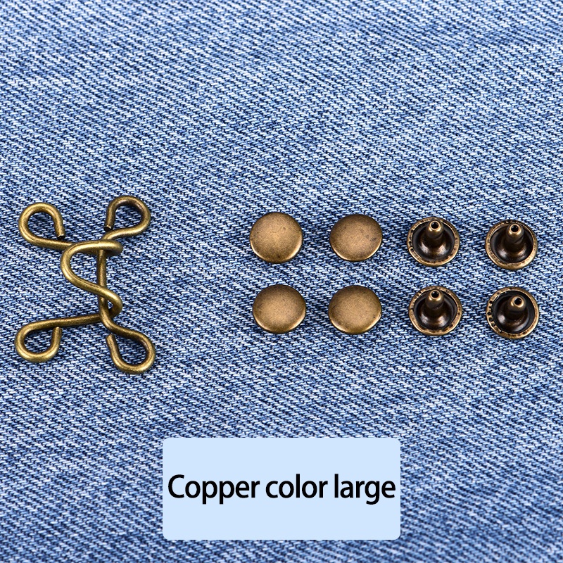 Kancing Jeans Kait Pengecil celana jeans Lingkar Pinggang Kancing Celana Jeans Adjustable Model Dilepas/Pinggang Kancing Yang Bisa Dilepas Bisa Mengurangi Lingkar-Won-18#Copper-L