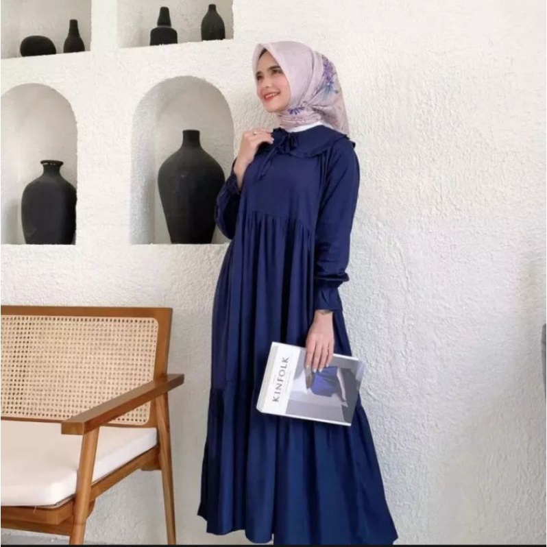 Gamis susun bahan rayon, adem, halus dan lembut