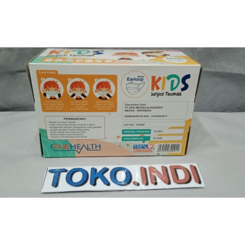 MASKER ONEHEALTH KIDS SURGICAL / Masker Onehealt Kids isi 50 pcs / Masker anak Onehealt