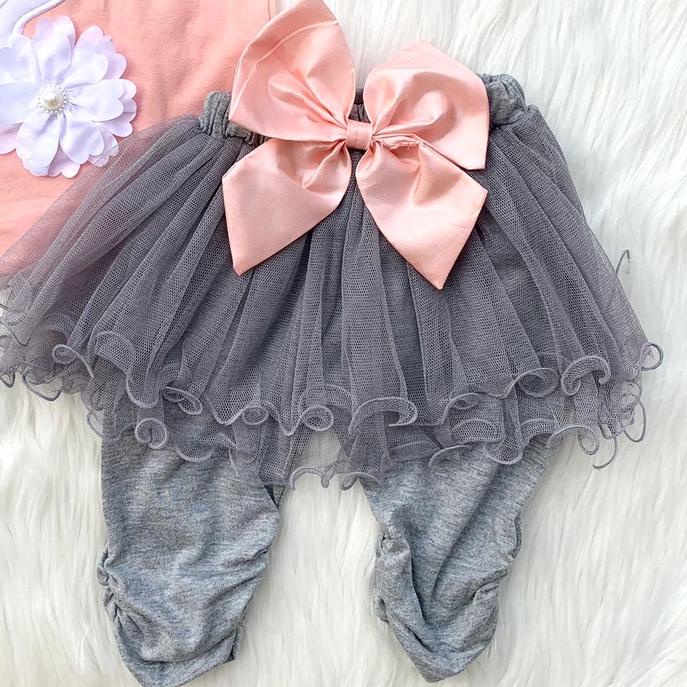 Baju setelan kaos + celana rok tutu motif hewan lucu fashion anak bayi cewek perempuan murah -fla