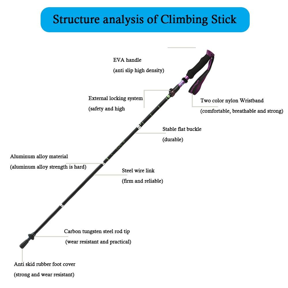 Suyo Tongkat Jalan Lipat Ultralight Portable EVA Handle Telescopic Stick