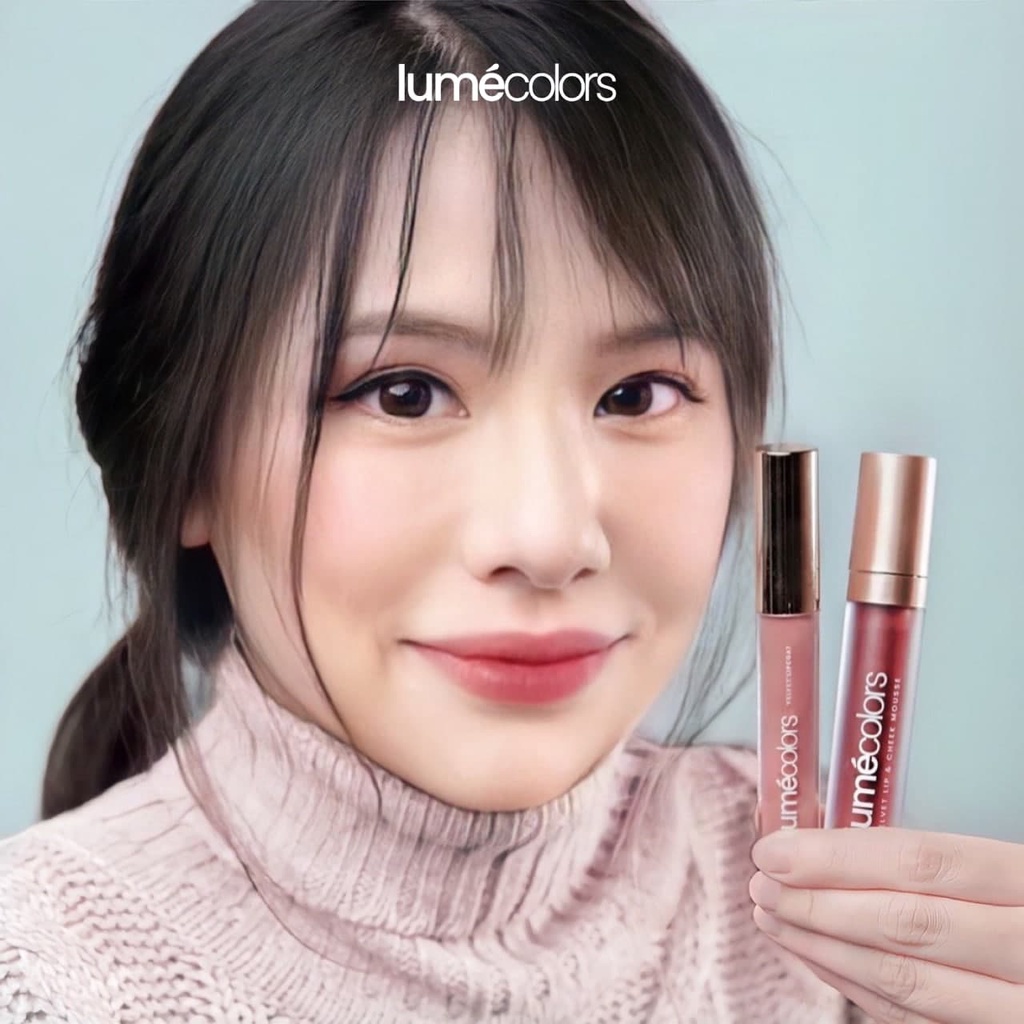 Lumecolors Lip Cheek Mousse 3in1 Lipstick Eyeshadow Blush On Warna Pink Nude Merah Peach