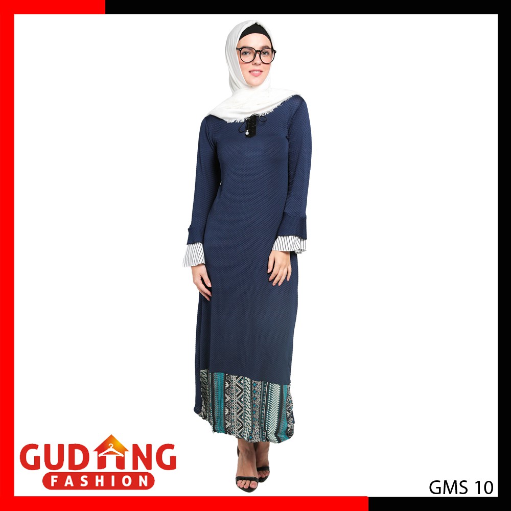 Gamis Motif Kombinasi / Busana Muslim / Baju Muslim / Gamis Pesta (GMS)