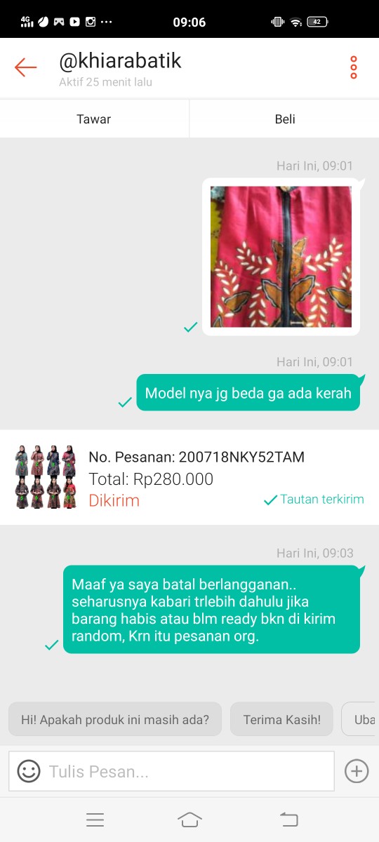 Promo 7.7 Mega Sale Tunik Batik Zipper Depan M L Xl Xxl