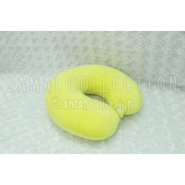 Bantal Leher/Bantal Traveling Warna Kuning Polos+Kancing MODEL TERBARU Pakai Kancing