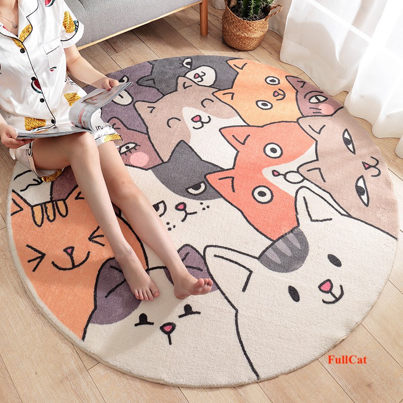 KARPET BULU BULAT MODERN MINIMALIS LUCU KOREA DIAMETER 100CM