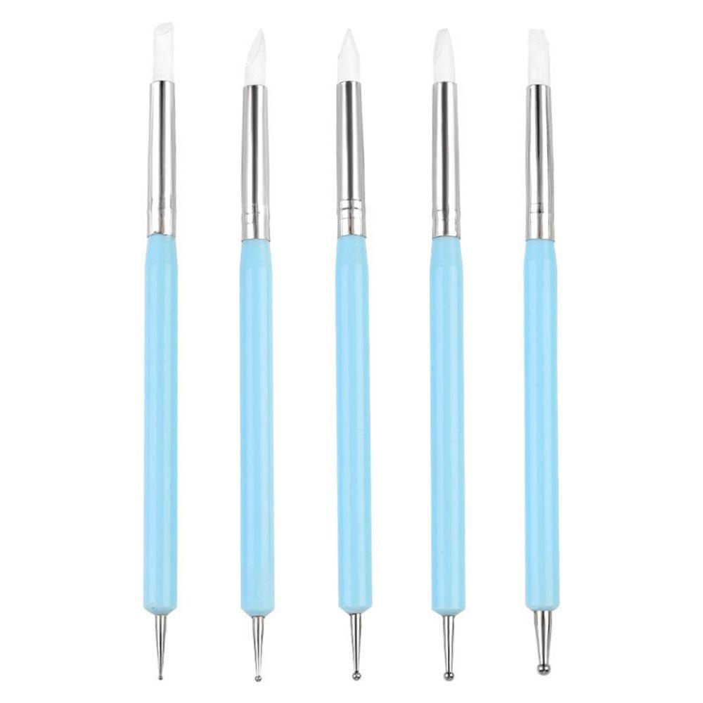 Lanfy Tembikar Tanah Liat Alat Stainless Steel Lembut Ukir Dotting Bola Styluses Two Head Shaper Silicone Brushes