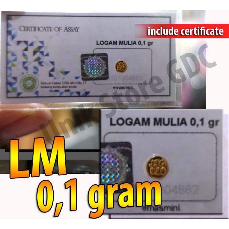 Emas Mini 0,1 gram logam mulia 0.1 gram