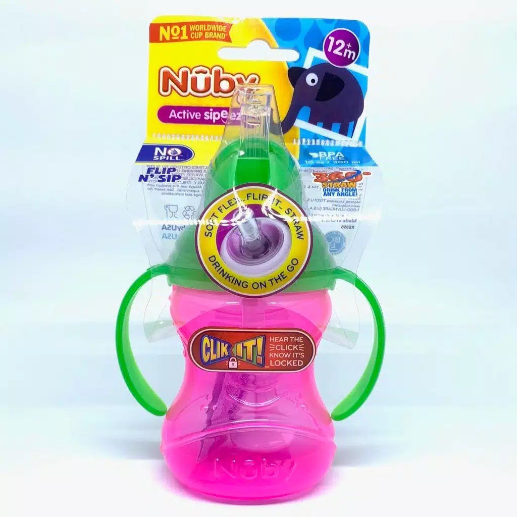 Nuby Twin Handle Flipit With Straw 300ml