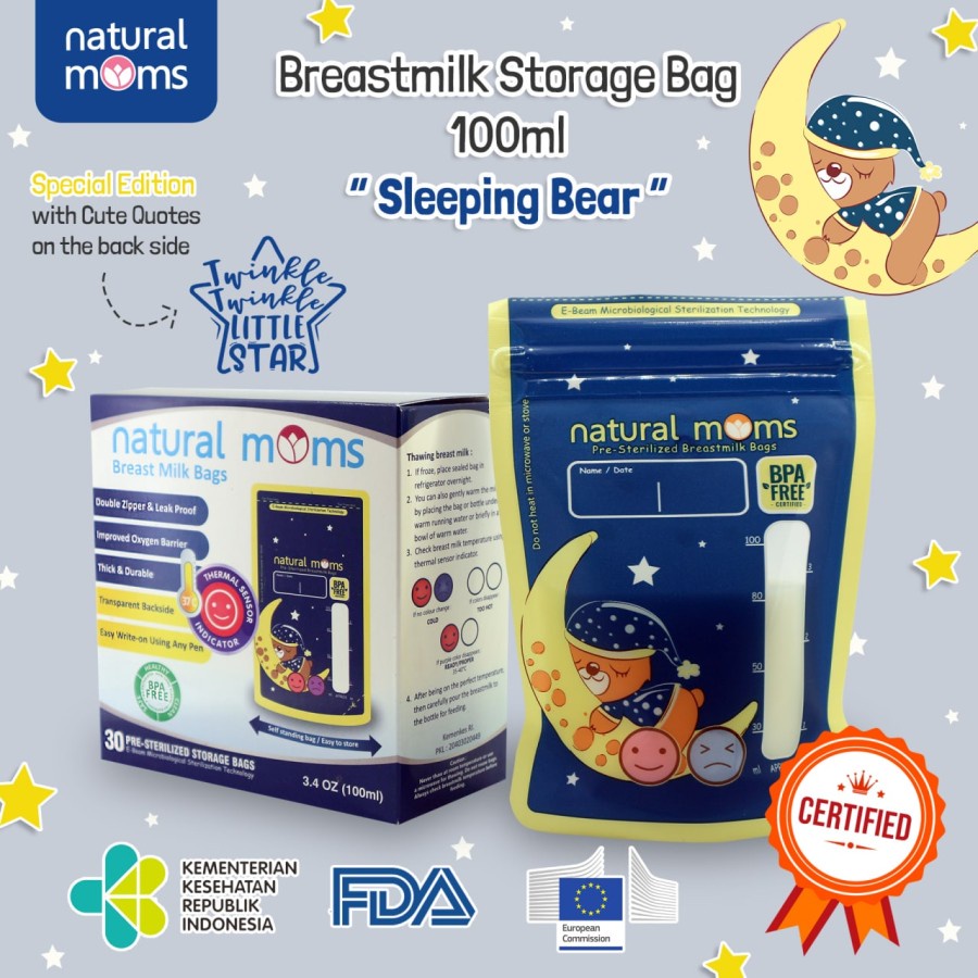 Kantong Asi Natural Moms  Breast Milk Bag Kantong Susu 100ml 120ml 150ml (30pcs) thermal sensor