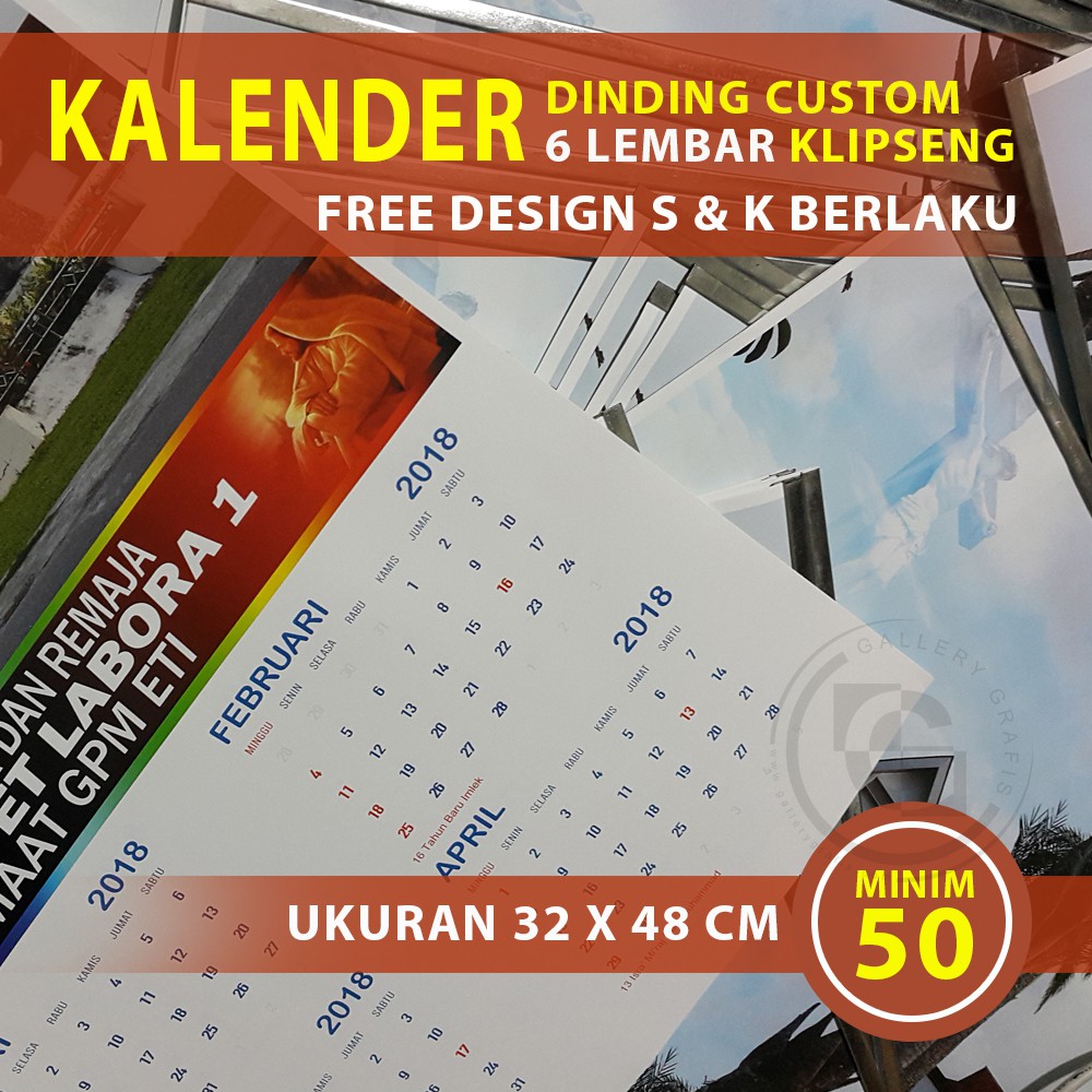 

kalender dinding custom 6 lembar klipseng