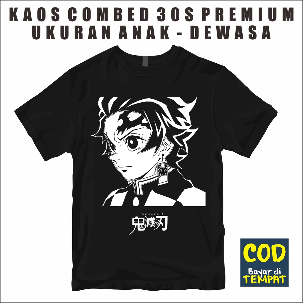 Kaos Anime Demon Slayer V2 gambar wajah, kaos anak - dewasa