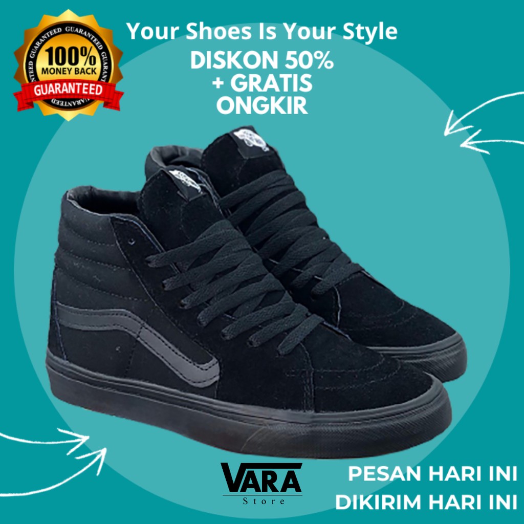 (BISA GRAB)  VANS SK8 HIGH FULL BLACK WAFFLE DT BNIB / VANS SK8 / VANS SK8 HI / SEPATU VANS SK8