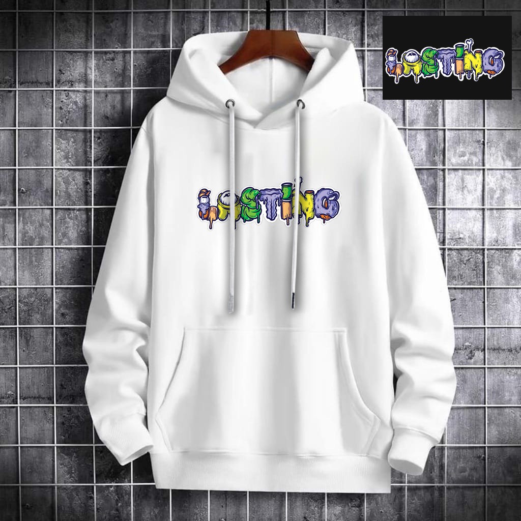 INDOSAN-SWEATER HOODIE LASTING-HOODIE DISTRO BAHAN FLEECE MOTIF GAMBAR DTF PRINTING KEREN-REAL PICT-BISA COD