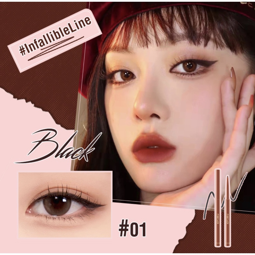 PINKFLASH #InfallibleLine Hyperfine Halus Gel Eyeliner Pensil Pigmen Tinggi Tahan Air Tahan Lama Eyeliner Pencil