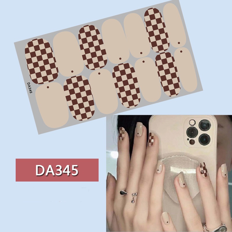 DA341-360 Finger DIY Nail Sticker Fashion 3D Bronzing Nail Sticker False Nails Art 14Pcs/sheet