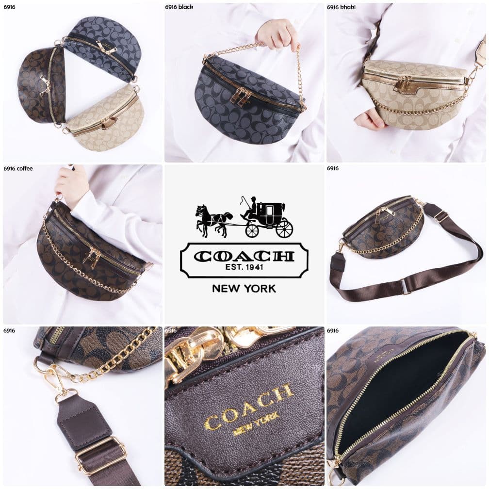 COD ❤️ Tas Wanita Coach in signature Bumbag Premium Waistbag Kekinian