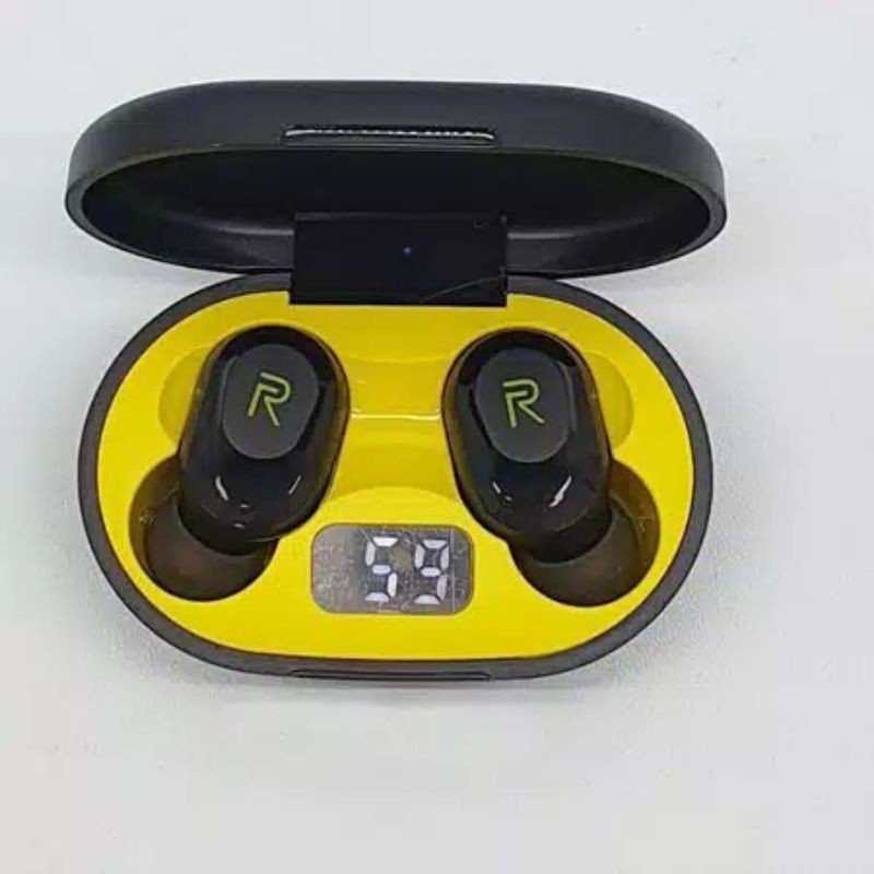 Realme Earphone Bluetooth Buds Plus Wireless LED Headset/ Headset Realme Bluetooth Kuning Hitam