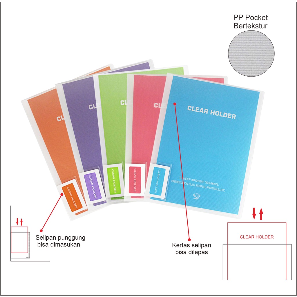 

Clear Holder / Dokument Keeper / Display Book / Document Keeper Warna Neon EAGLE A4/F4 40 Pocket