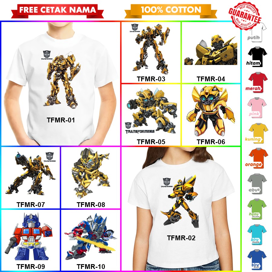 [FREE NAMA!!] Baju Kaos COUPLE  ANAK DAN DEWASA TRANSFORMER BANYAK MOTIF