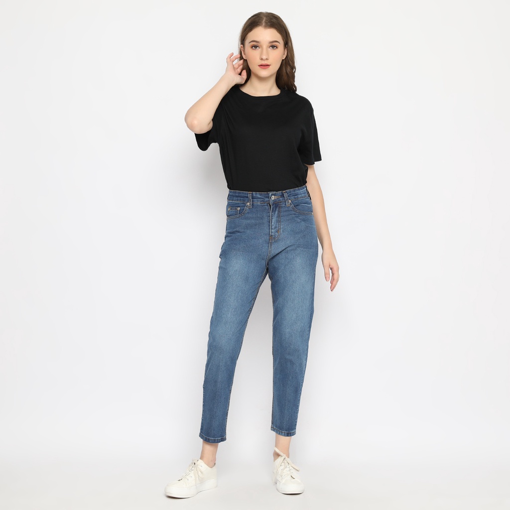 Fichino - Hw Boyfriend Jeans Olsen Medium Blue Pasti Diskon