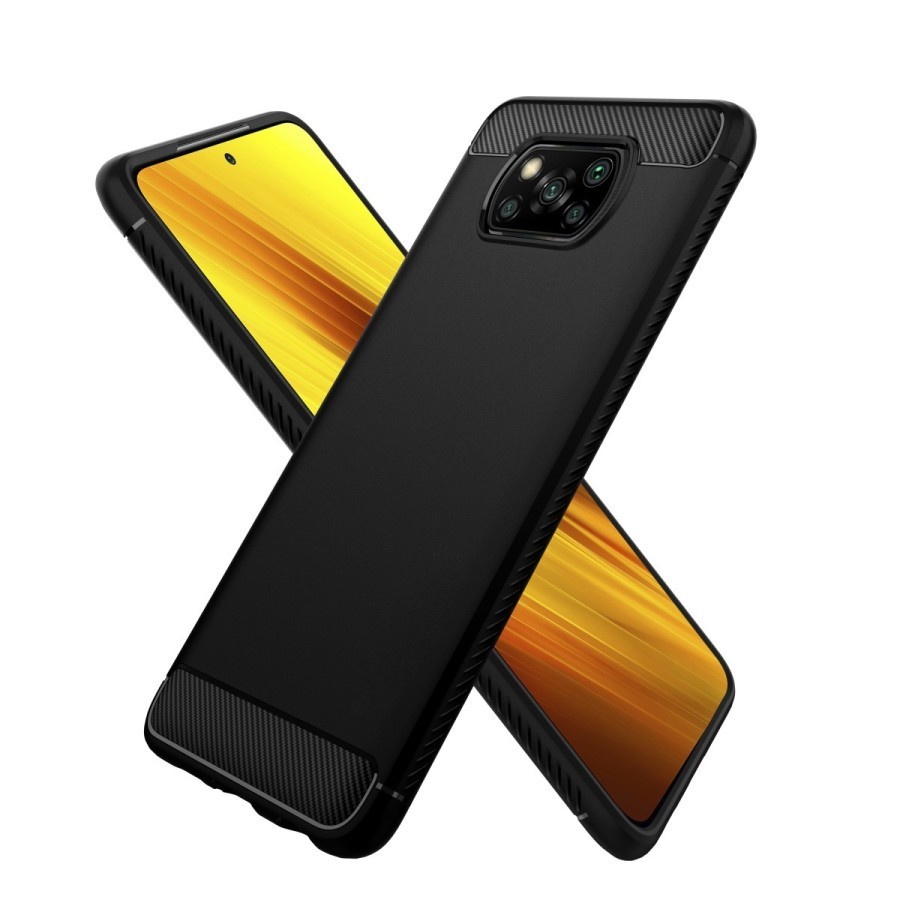 PROMO Paket 2 in 1 Xiaomi POCO X3 / X3 NFC / X3 PRO Softcase Carbon Ipaky Free Anti Gores Layar Premium Protector Screen Handphone