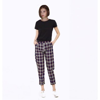 BlessCollection CELANA  PANJANG PANTS WANITA  KOTAK  KOTAK  