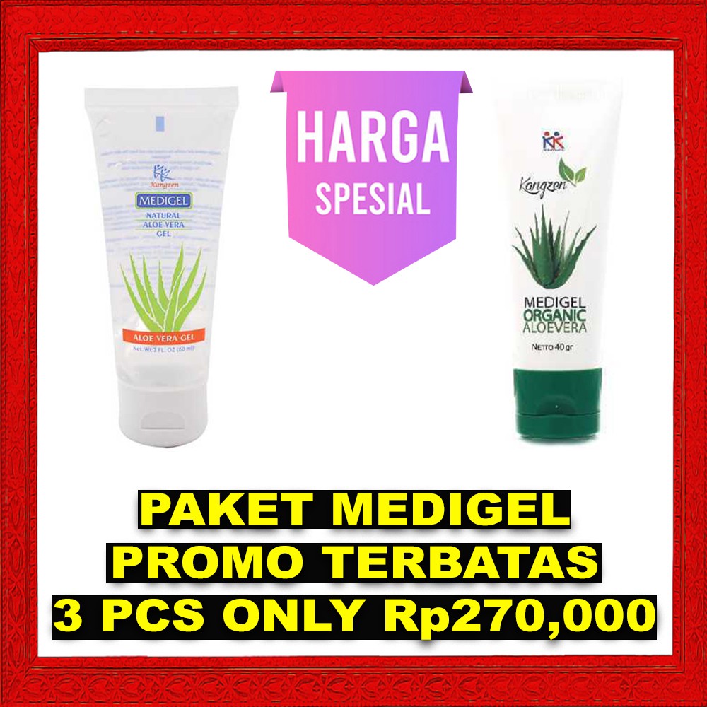 Gel Lidah Buaya Kangzen Medigel Natural Aloe Vera, Organik Jerawat Muka Gagal Luka Bakar KK Indonesi