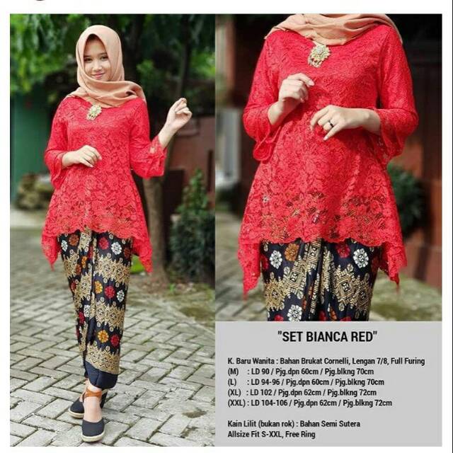 KEBAYA BIANCA SET BROKAT RED