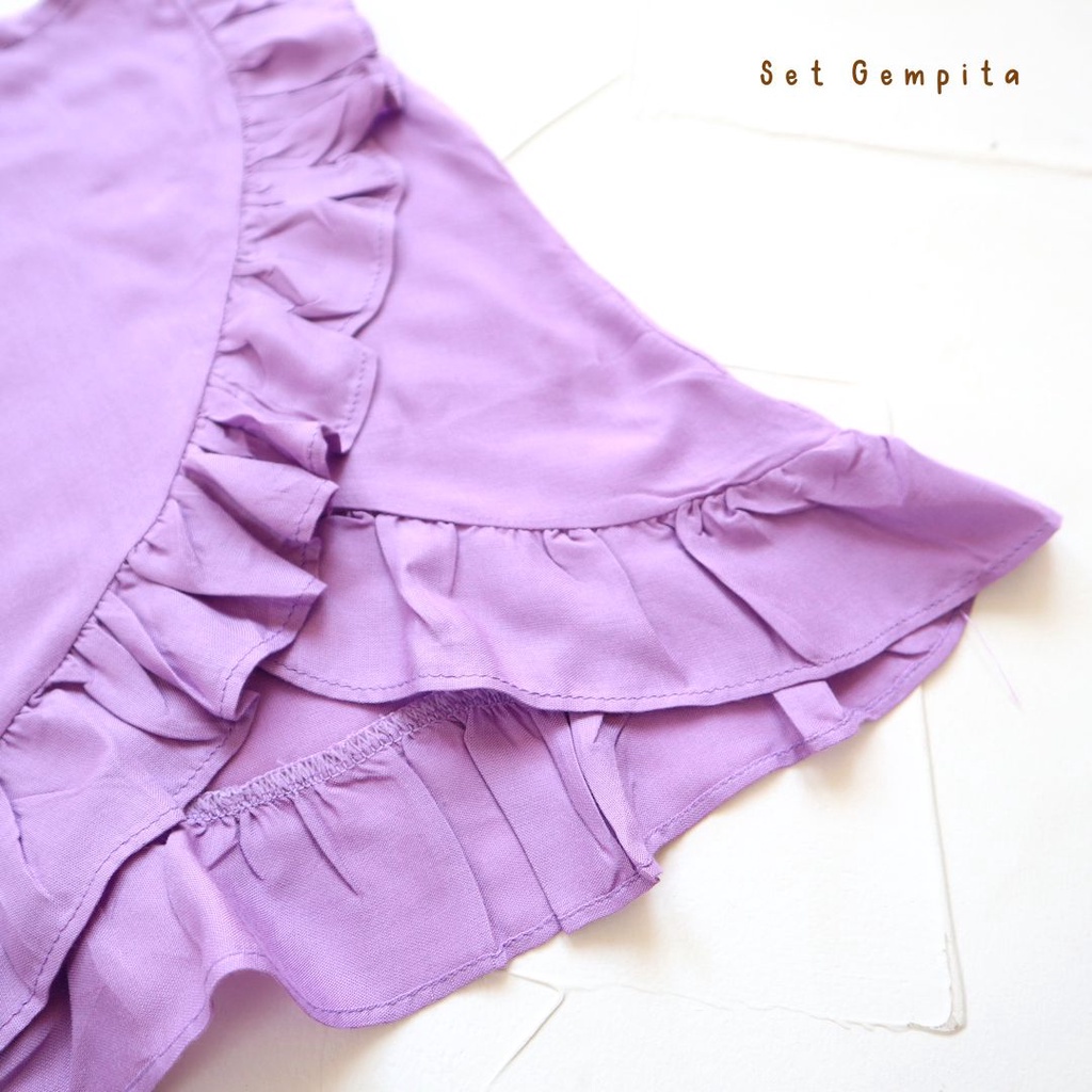 PROMO 7.7 Setelan Gempita Ruffle 1 - 5 Tahun Smilee Setelan Ruffle Gempita Rayon Anak Lucu Adem