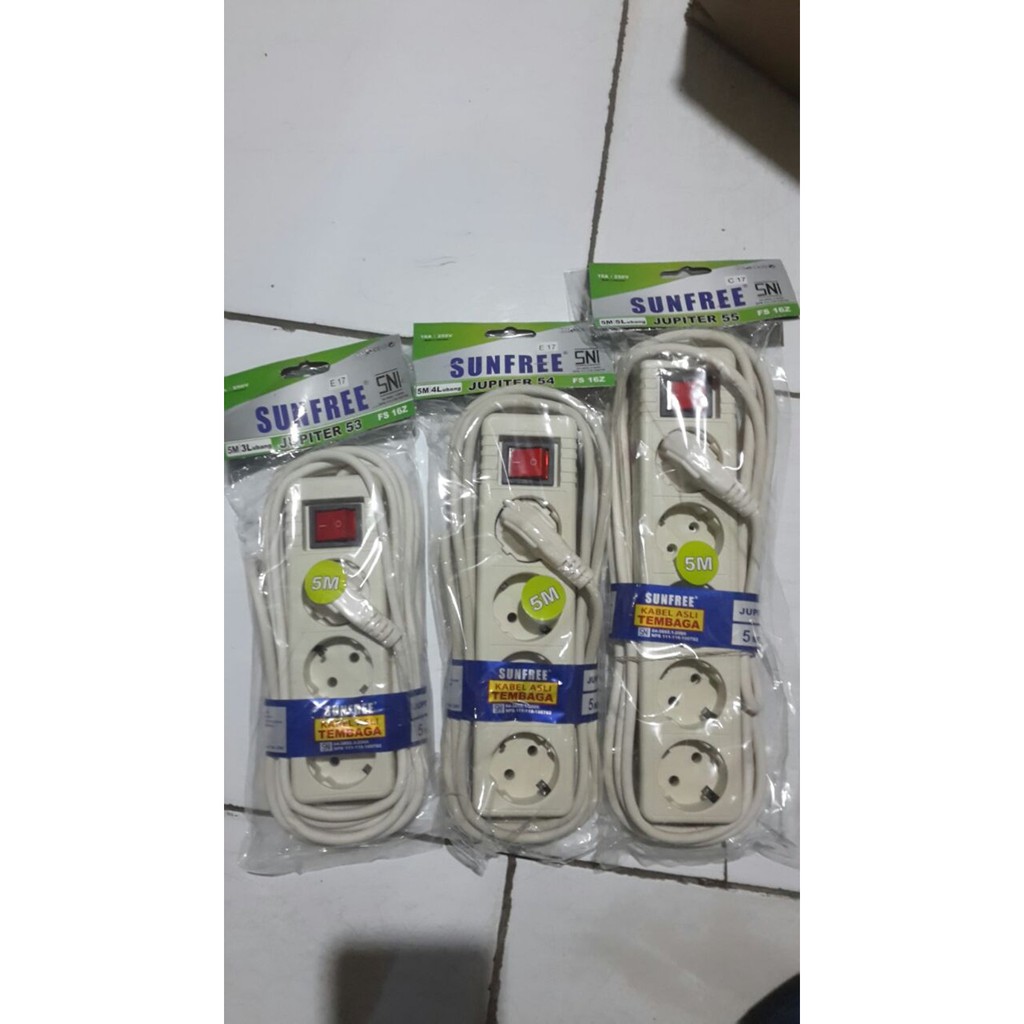 STOP KONTAK 4 LUBANG SUNFREE 5 METER - TERMINAL STOP KONTAK 4 LUBANG