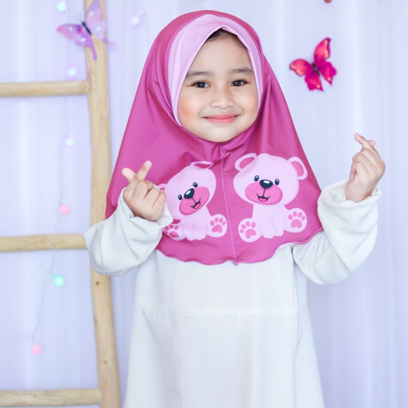 hijab instant motif teddy bear