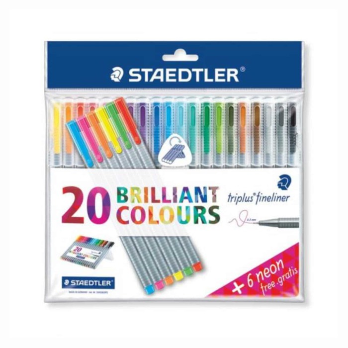 SPIDOL / TRIPLUS FINELINER 0.3MM SET 20PCS+FREE NEON 6PCS STAEDTLER