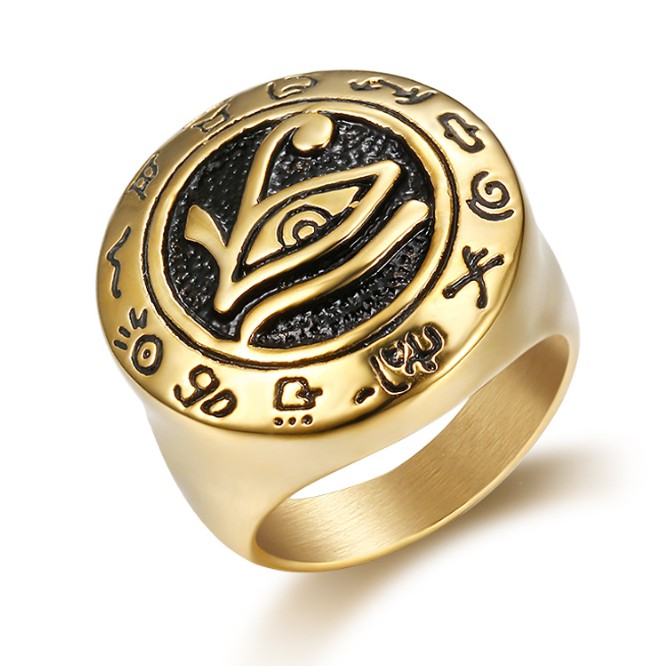 SEUSUK  Vintage Fashion Punk Mens Egyptian Eye Horus Talisman Biker Ring Jewelry COD