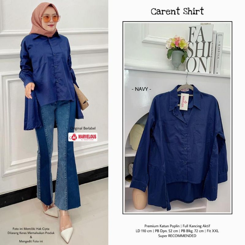 CARENT SHIRT BY MARVELOUS (BLOUSE WANITA) Blouse polos muslimah