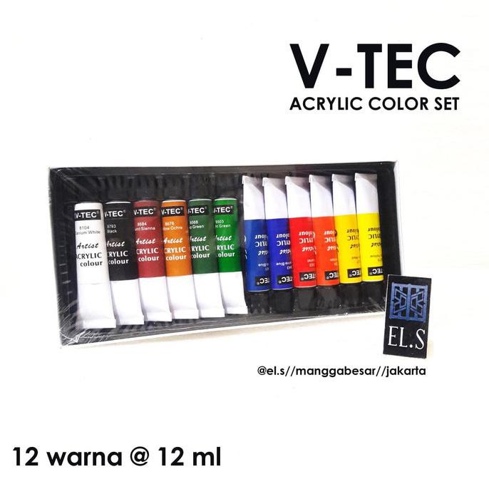 

V-TEC Acrylic Set 12 Warna 12 ml Tube ( Cat Akrilik )