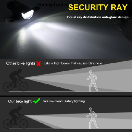 [BISA COD] Lampu Depan Sepeda LED 300LM Battery Charge  Bicycle LED USB Waterproof  Anti Air Original Box lengkap