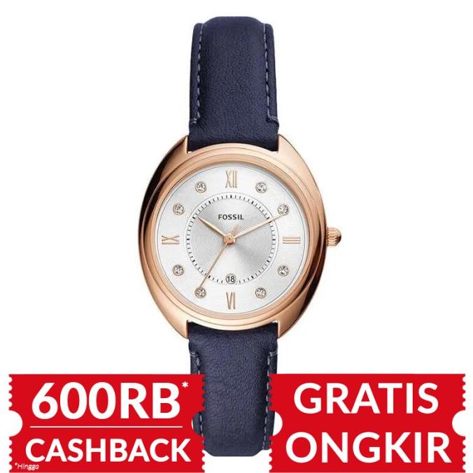 Jam Tangan Wanita Fossil Gabby Three-Hand Date Navy Leather ES5116 barang ada