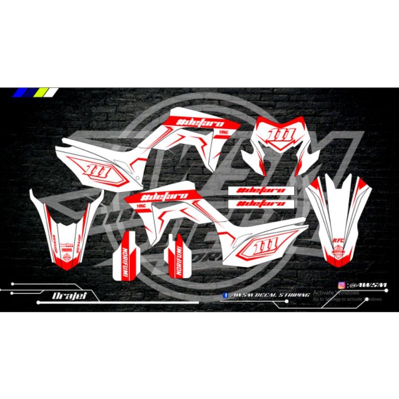 decal crf150l merah putih full hologram