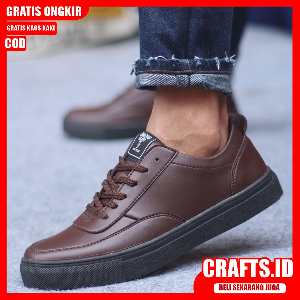 CRAFTS X ROVER Sepatu Kasual Pria Sepatu Casual Kulit Pu Ori Sepatu Kerja Cowo/Cowok Sneaker Sepatu Kerja Kantor Kondangan Keren Murah