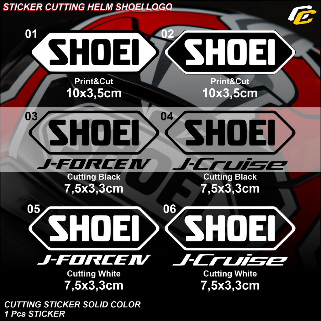 STICKER STIKER LOGO HELM MOTOR SHOEI HALFACE FULLFACE J FORCE ARAI SHOEI KYOTO AGV INK KYT PREMIUM Q