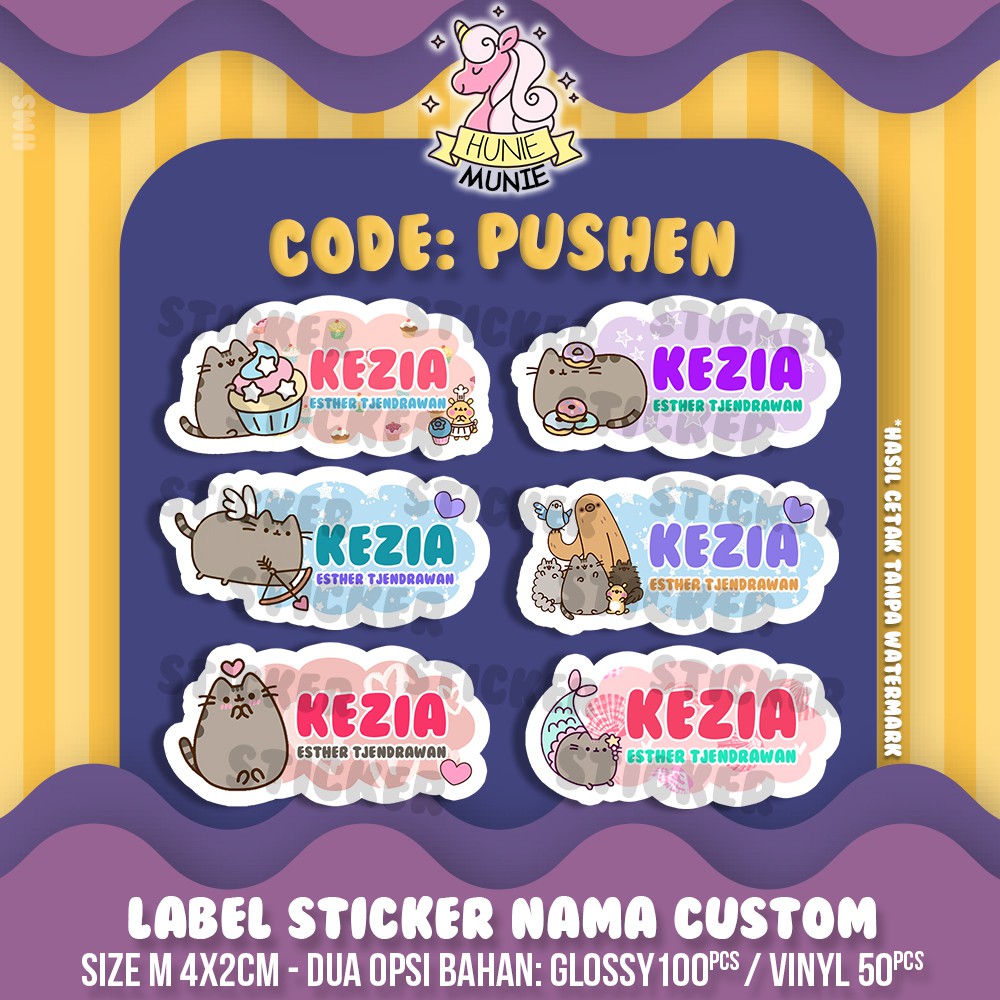 

Sticker Label Nama Custom - Pusheen (100pcs+) Stiker