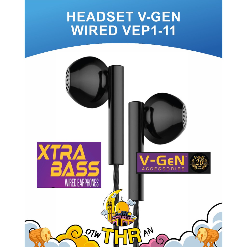 HEADSET EARPHONE V-GEN WIRED VEP1-11