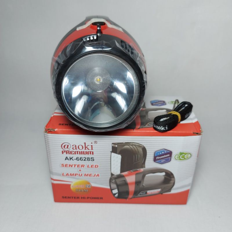 Senter Aoki Ak-6628s Senter LED + Lampu Meja Emergency Super 2W Tahan Lama/ SENTER MURAH/ SENTER AWET | FMS