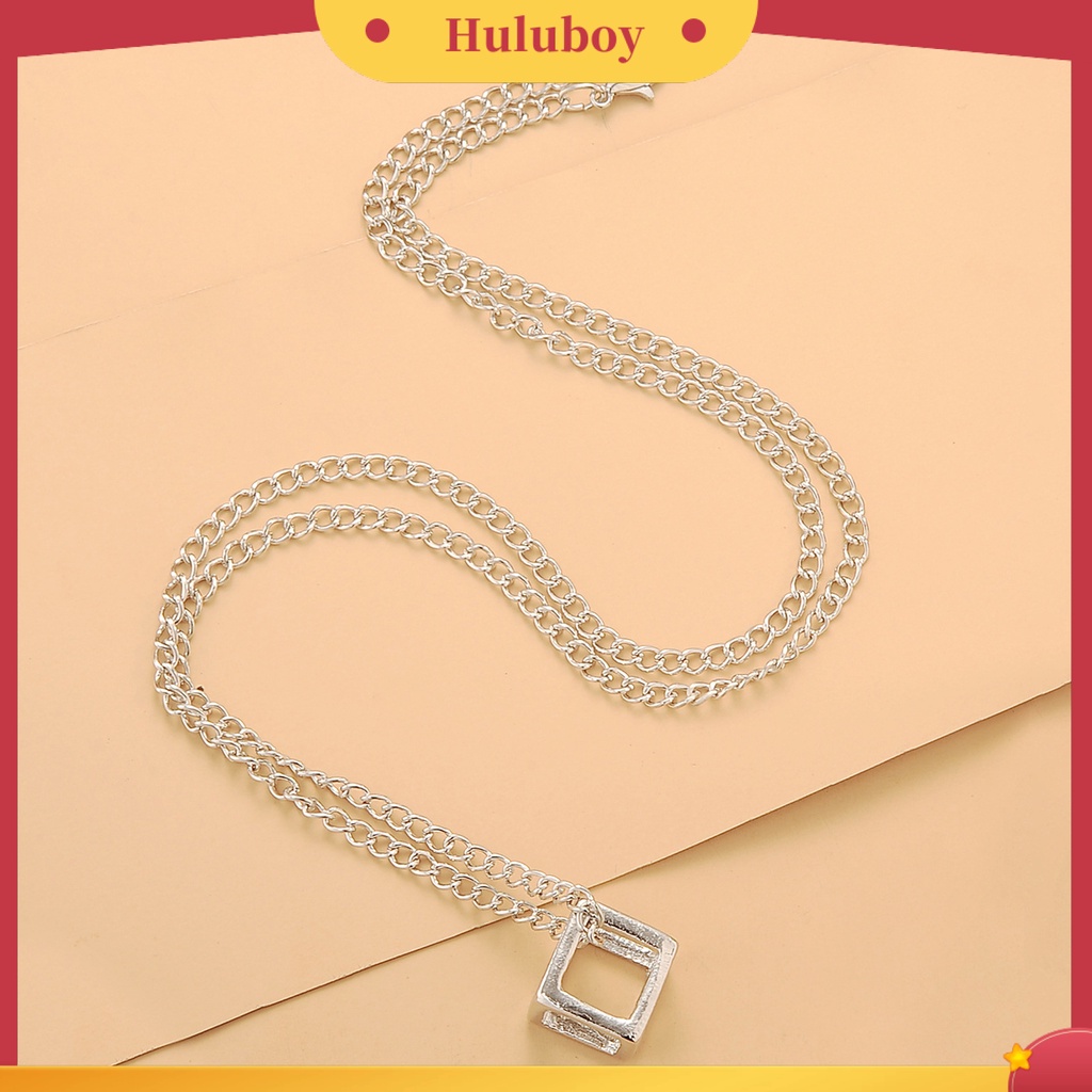 Hu Hu Hu Hu Hu Alat Bantu Pasang Kacamata♡ Kalung Rantai Dengan Liontin Bentuk Kubus Model Hollow Untuk Pasangan