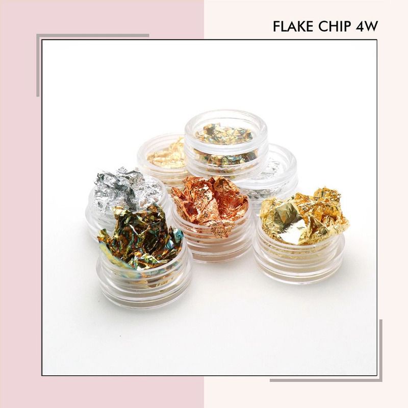 Flake chip mix 4 warna nail art foil nails hiasan kuku gold silver rose copper