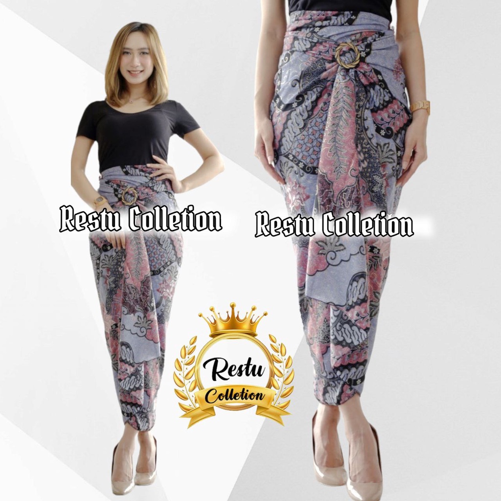 Rok Lilit Motif Batik Mumu Lavender Bawahan Wanita Kebaya Wisuda Kondangan Tunangan Nikahan Bahan Kain Sutra HQ Premium