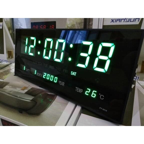 Terlaris Jam Dinding Digital LED Meja LED Clock 3615 Hijau Limited!