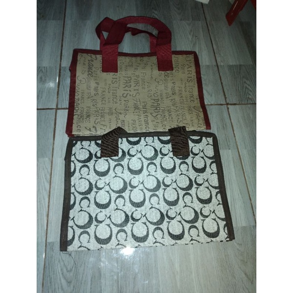 Tas Terpal Motif Mini 24x28 cm Jinjing Serbaguna Tas Bekal Makanan Kosmetik